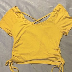 Yellow Ribbed material Short sleeve Shirt